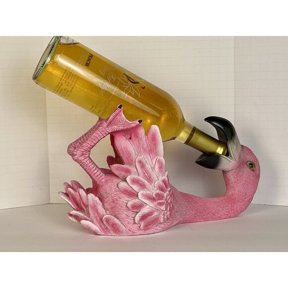 Flirty Flamingo Wine Bottle Holder Bar Table Shelf Decoration Beachy - Picture 11 of 12